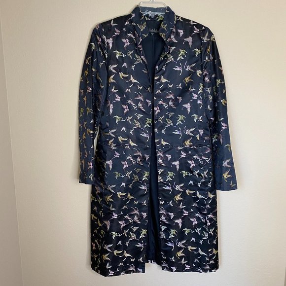 vintage nicole miller new york asian embroidered butterflies long coat